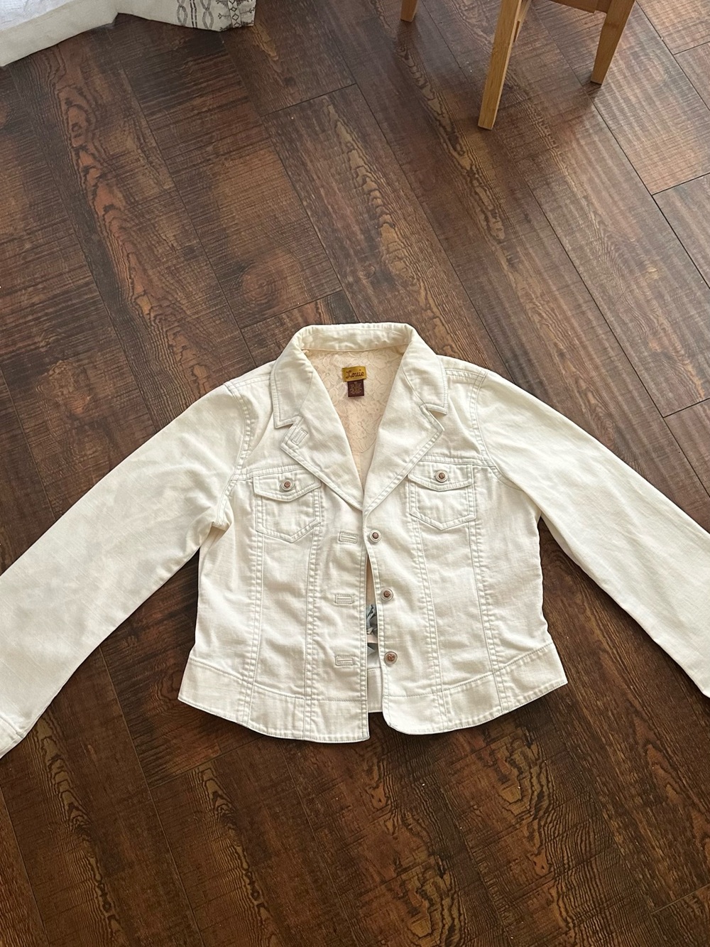 Louie Classic Cream Denim Jacket with Button Front